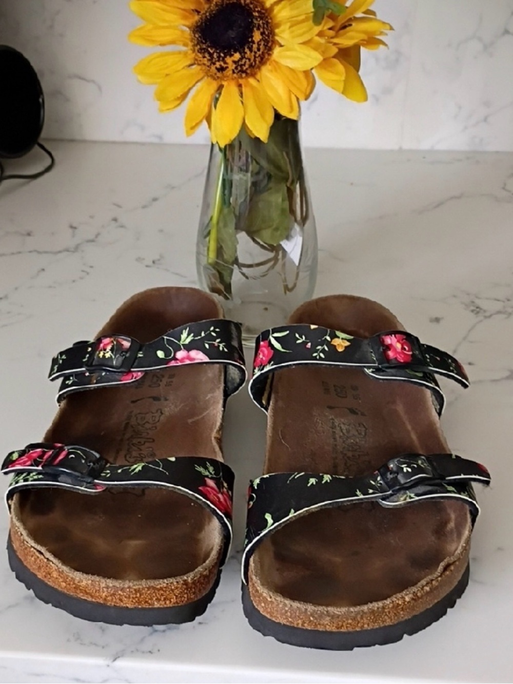Birkenstock Black Floral Double-Strap Sandals - Picture 2 of 8